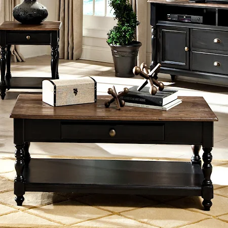 Coffee Table with 1 Drawer & Base Shelf